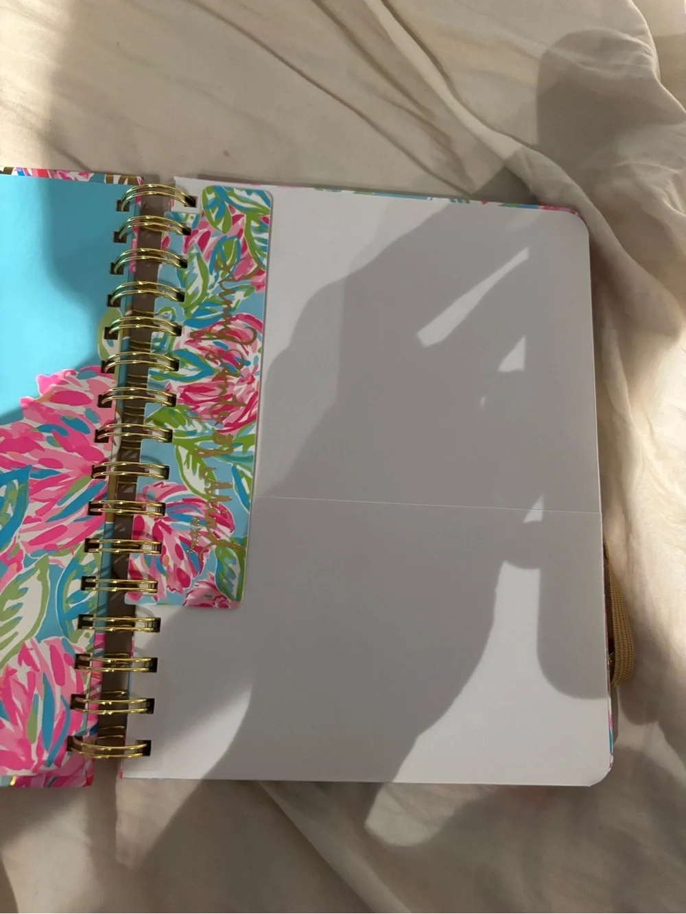 Lilly Pulitzer Turquoise Notebook with Pink & Gold Floral Accents